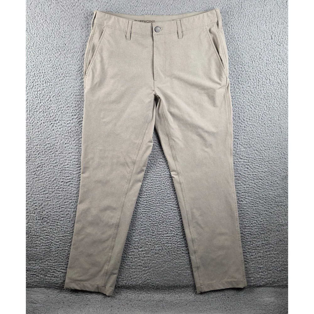 Bluffworks Envoy Lightweight Chino Pants‎ Mens 33x30 Tan Slim Fit Travel Office